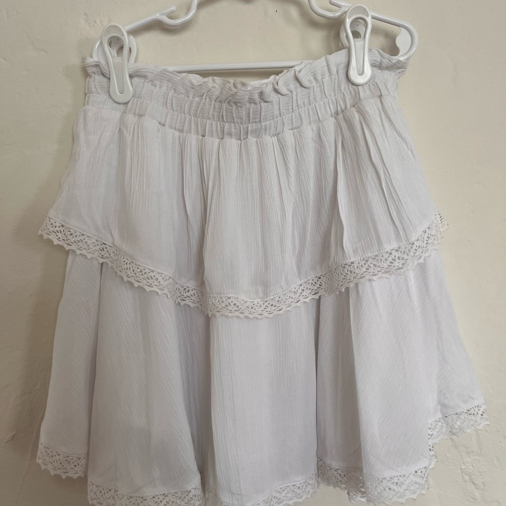 Aeropostale White Lace Tiered Mini Skirt